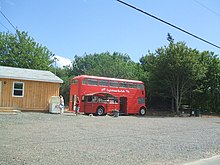 An Englishtown take-out, converted from a double-decker bus Englishtown Bus Cafe.JPG