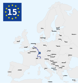 Karte der EuroVelo 15, Rheinradweg.