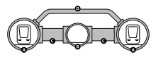 Typical tunnel cross section, with a service tunnel (B) and piston relief duct (D) between two rail tunnels (A) Eurotunnel schema (empty service).svg