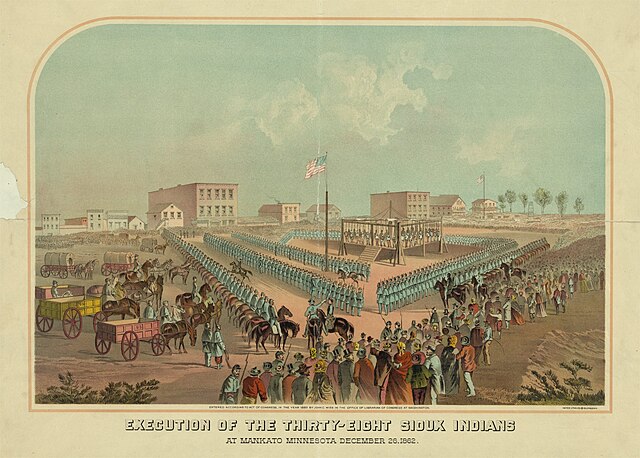 Execution of the 38 Sioux (Dakota) Indians at Mankato, Minnesota, 1862