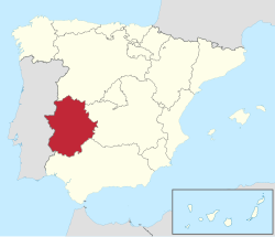 Location of Extremadura within Spain