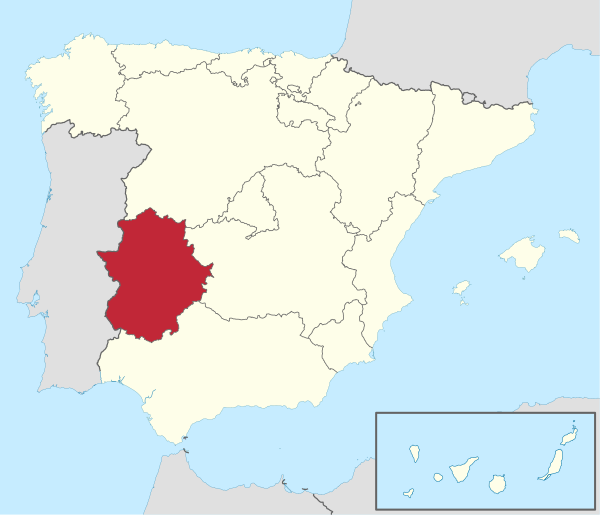 Extremadura in Spain (including Canarias).svg