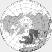 Situación de la nube de ceniza volcánica el 16 de abril, 18:00 UTC.