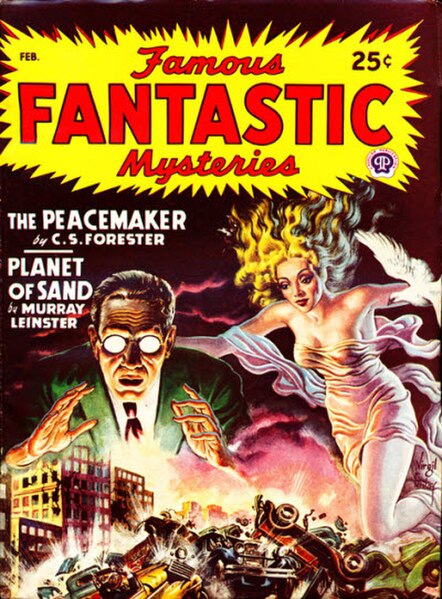 Leinster's "Planet of Sand" was cover-featured on the February 1948 issue of Famous Fantastic Mysteries.