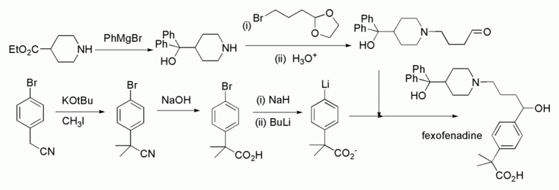 Chemical synthesis of fexofenadine