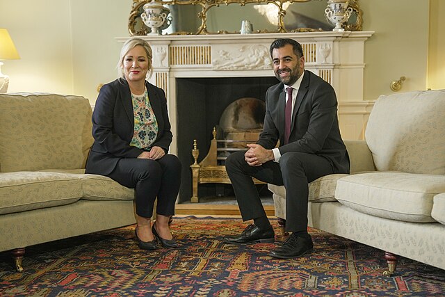 O'Neill, as First Minister designate, meets with First Minister of Scotland Humza Yousaf, November 2023