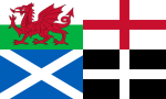 Thumbnail for File:Flags of Wales, England, Scotland, and Cornwall.svg