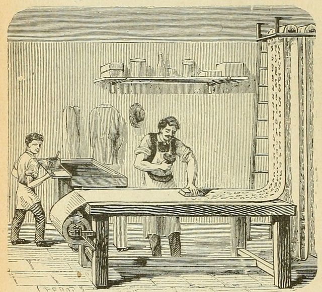 The traditional hand-blocking technique, France in 1877