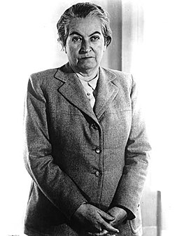 Gabriela Mistral was the pseudonym used by Lucila Godoy Alcayaga, a Chilean poet, educator and feminist who became the first Latin American to win the Nobel Prize in Literature in 1945. Gabriela Mistral-01.jpg