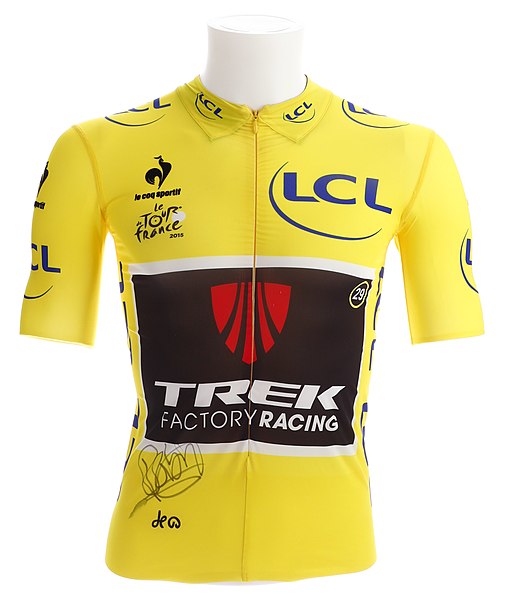 The yellow jersey worn by Fabian Cancellara during 2015 Tour de France (collection KOERS. Museum of Cycle Racing)