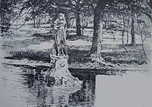 Print of the statue in the lake at Grim's Dyke, 1891 Grims-dyke-lake.jpg