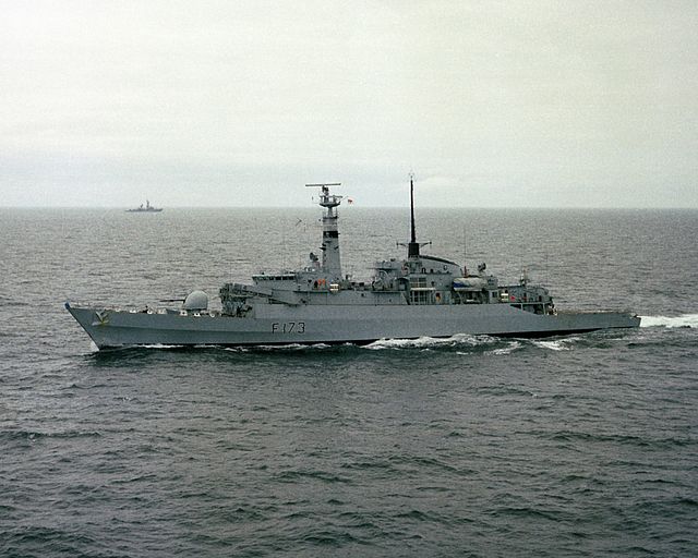 The Royal Navy frigate HMS Arrow underway (circa 1982)