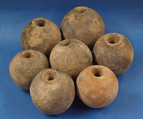Seven ceramic hand grenades of the 17th Century found in Ingolstadt Germany