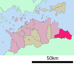 Lokasi Higashikagawa di Prefektur Kagawa