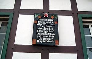 Notice board to Enger Castle at Strackschen Haus