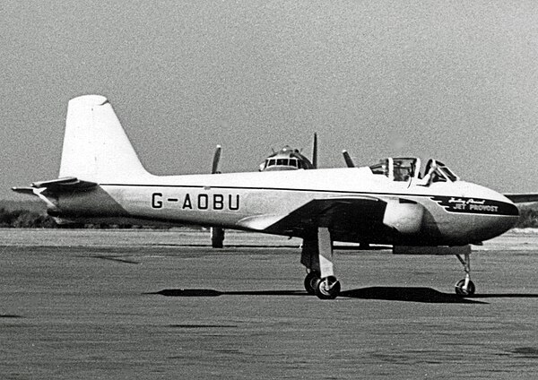 Jet Provost T.1 prototype wearing the titles of Hunting Percival Aircraft in 1955