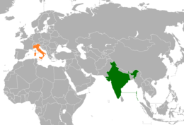 Carte indiquant l'emplacement de l'Inde et de l'Italie