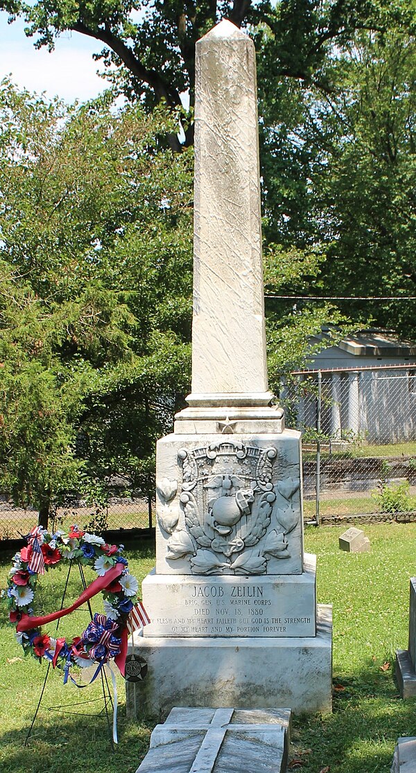 Jacob Zeilin Memorial in Laurel Hill Cemetery
