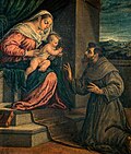 Thumbnail for File:Jacopo Bassano the elder (c.1510-1592) (workshop of) - Saint Francis Kneeling before the Virgin and Child - NG 1636 - National Galleries Scotland.jpg