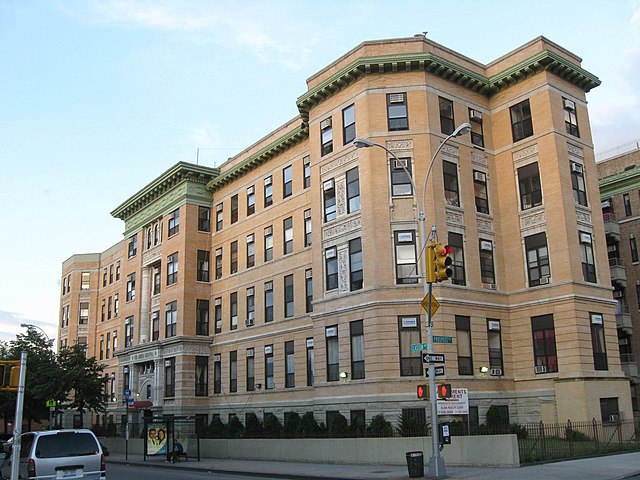 The former Jewish Hospital of Brooklyn, now an apartment house