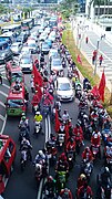 A motorcade of supporters of Jokowi from various parties (PPP, Golkar, and PDIP).