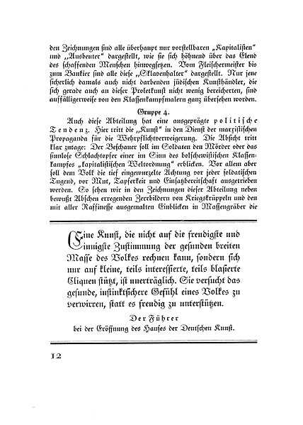 File:KAISER FRITZ FUEHRER DURCH DIE AUSSTELLUNG ENTARTETE KUNST 32S.SCANFRAKTUR 0011 Exhibition München 1937 Catalogue Cropped low res scanned file from Archive.org No known copyright CC BY-SA.jpg