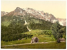 Fotografia d'epoca del passo di Costalunga (1890-1900): Karersee Pass Rosengartenhof