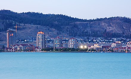 Skyline of Kelowna, the largest city in the interior of British Columbia