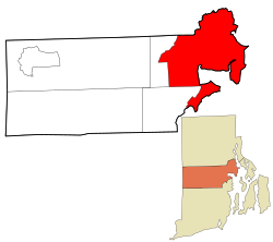 Kent County Rhode Island incorporated and unincorporated areas Warwick highlighted.svg