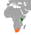 Location map for Kenya and South Africa.