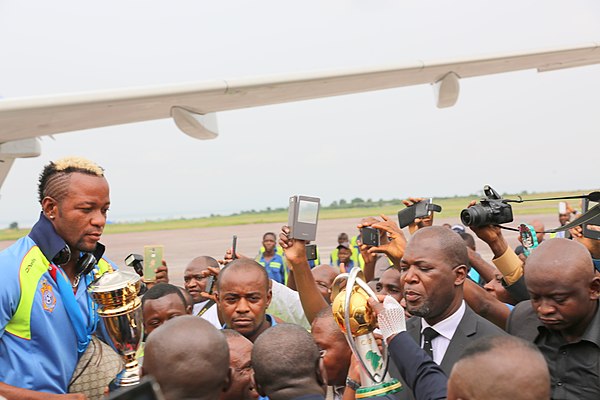The Leopards welcomed at N'djili Airport after winning the 2016 edition.