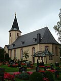 Church (with furnishings) and Wieland tomb next to the church and Metzner tomb in the cemetery