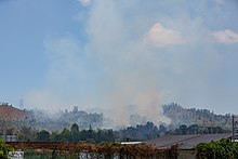 Forest fires in Kota Kinabalu on 15 March 2016. KotaKinabalu-District Sabah Bush-fires-at-Bukit-Locob-01.jpg