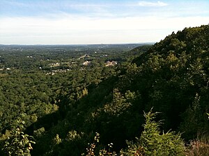 View from the apex of the Mattabesett ridge line in Guiffrida Park north on Lamentation Mountain.