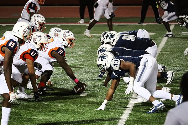 A football game between the Langston Lions (left) and North American Stallions in 2023