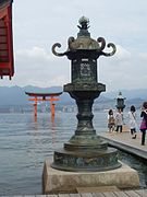 Bronze lantern at Itsukushima Shrine