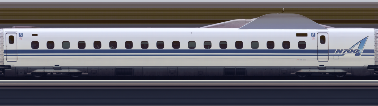 Line scan photo of Shinkansen N700A Series Set G13 in 2017, car 05