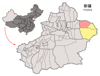Location of Barkol within Xinjiang (China).png