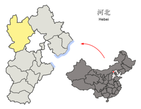 Location of Zhangjiakou City jurisdiction in Hebei
