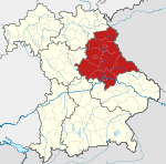 Location of the Upper Palatinate in Bavaria