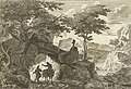 Berglandschap met twee reizigers, ets, 1698-1701