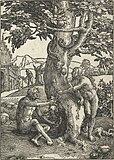 Падение человека. Между 1515 и 1519. Обрезная гравюра на дереве