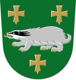 European badger in the coat of arms of Luhanka Luhanka.vaakuna.svg