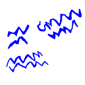 Sketch of the cave painting with the zigzag lines.