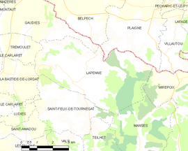 Mapa obce Lapenne