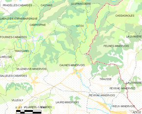 Poziția localității Caunes-Minervois
