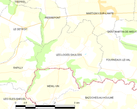 Mapa obce Les Loges-Saulces