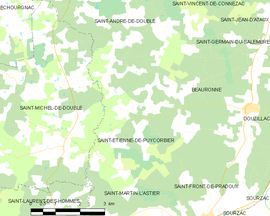 Mapa obce Saint-Étienne-de-Puycorbier