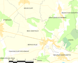 Mapa obce Bézu-Saint-Éloi