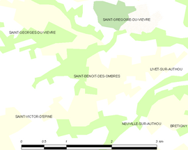 Mapa obce Saint-Benoît-des-Ombres